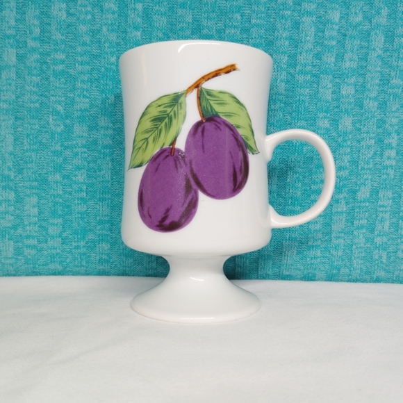 Vintage Seyei Japan Mugs Fine China Cups Footed Porcelain Coffee Tea Fruit - Picture 9 of 15